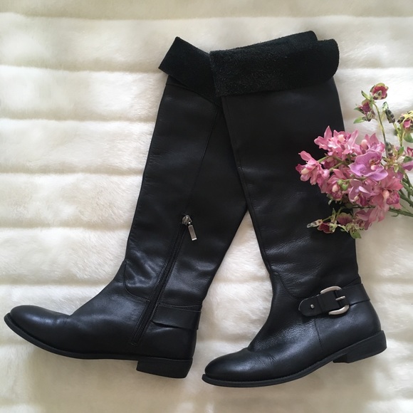 Guess Shoes - Guess Black Leather OTK Boots